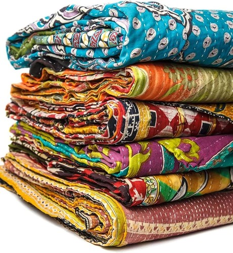 Indian handmade sari coverlet - indian,